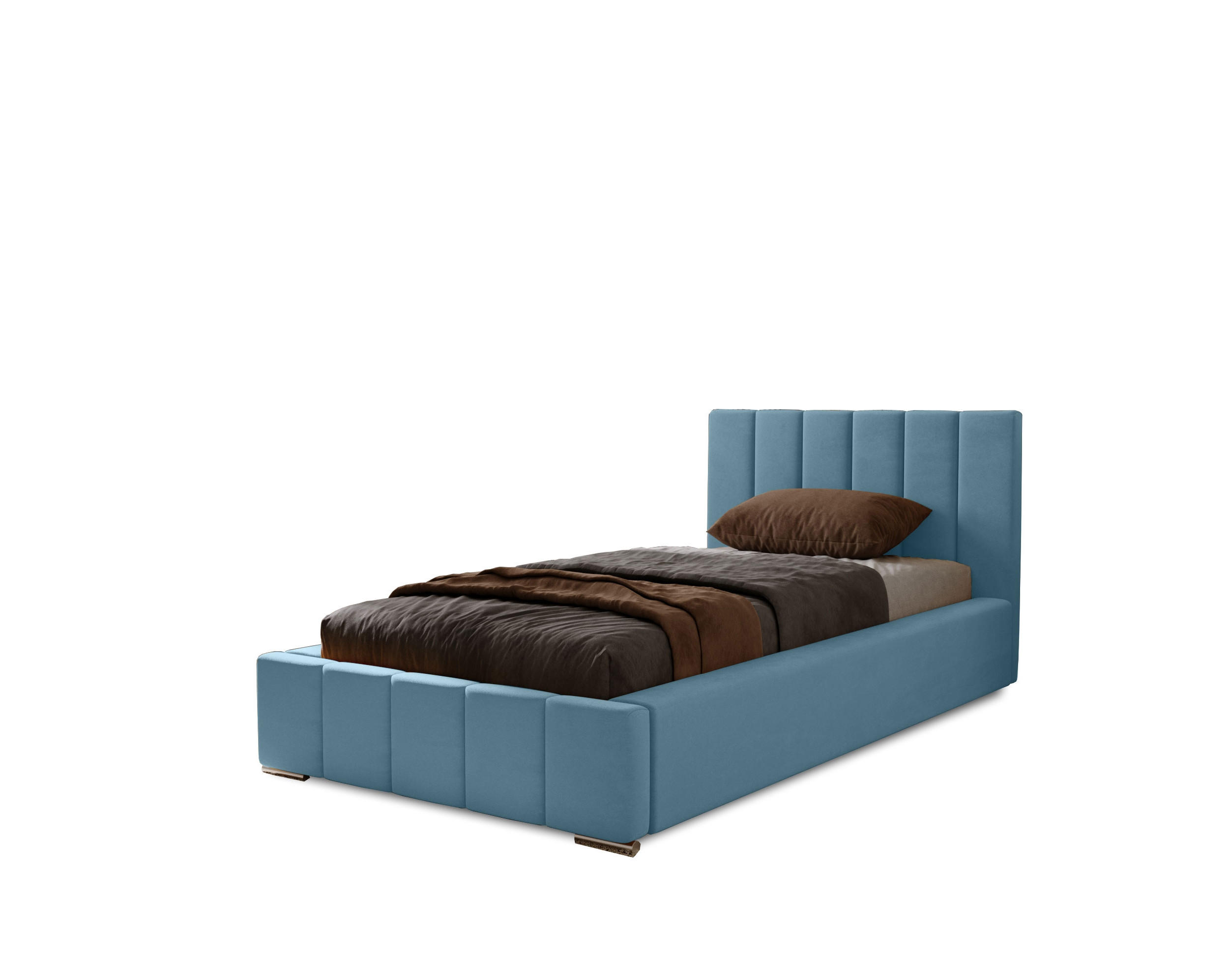 POLSTERBETT Nero 80x200 cm, Einzelbett mit Bettkasten und Lattenrost aus Holz, Velourstoff: Hellblau - Hellblau, Holz/Kunststoff (80/200cm) - Marpur