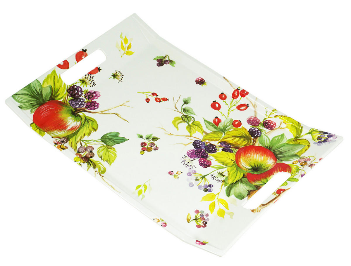 TABLETT Brombeeren, rechteckige Serviertablett mit Griff 38x27 cm - Brombeere, Kunststoff (27/3/38cm) - Lashuma
