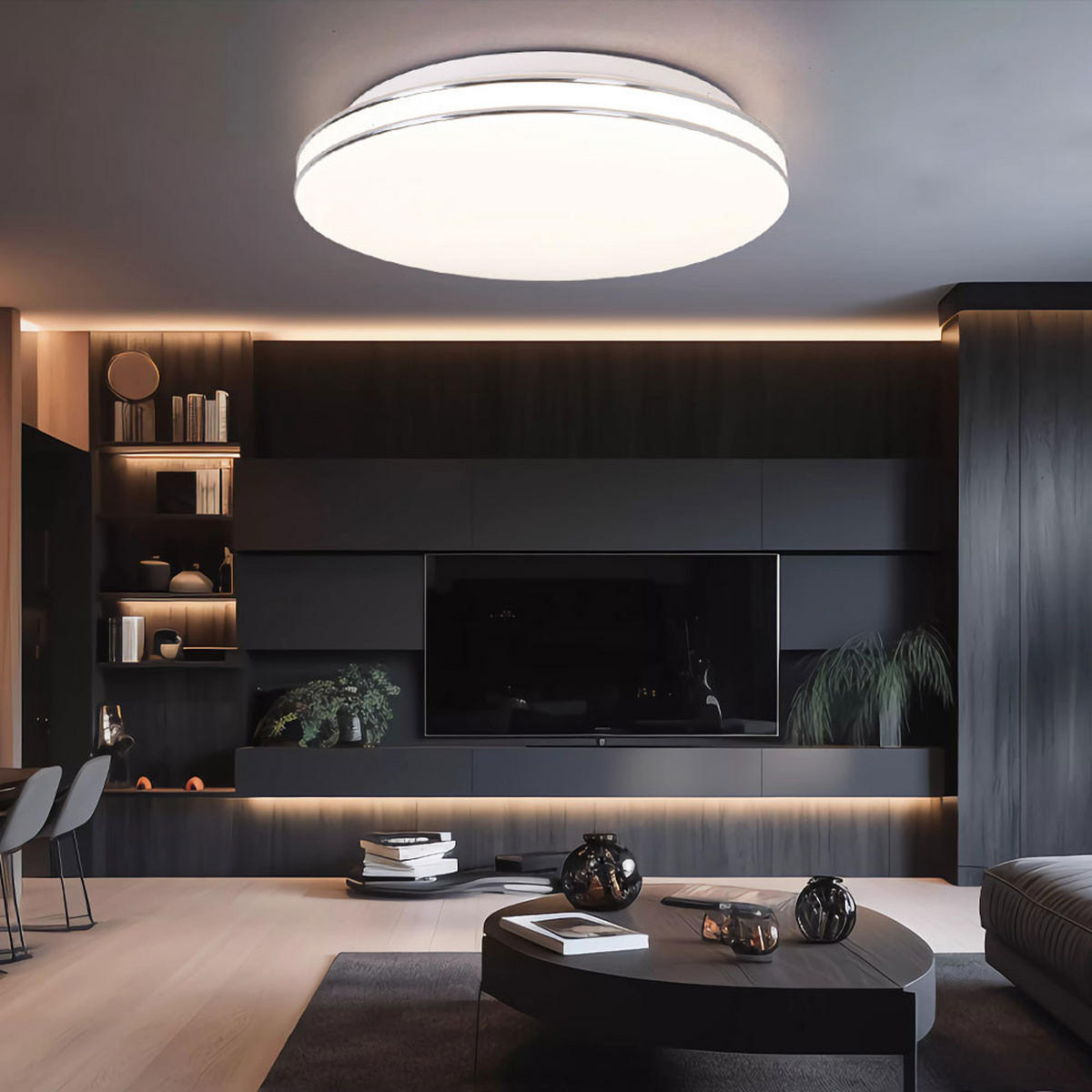 LED DECKENLEUCHTE Metall Weiß Opal - Weiß, Metall (37/37/8cm) - Globo Lighting