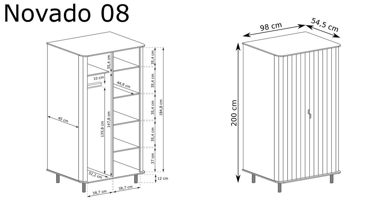 KLEIDERSCHRANK NOVADO-8 Greige - Greige, Holzwerkstoff (98/200/54.5cm)