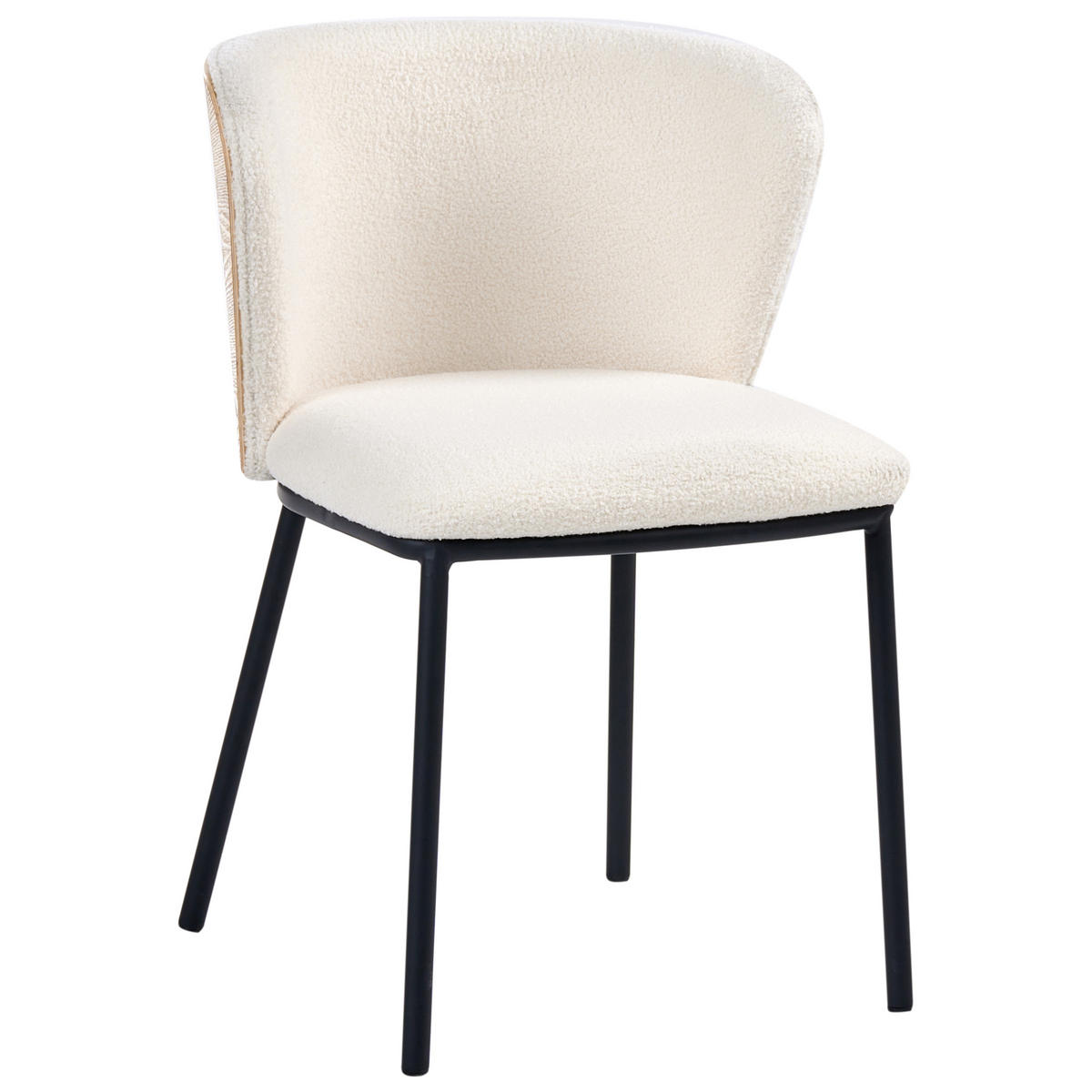 JÍDELNÍ ŽIDLE 2 ks sada Bouclé Krémově bílá Hoskin - krémová, textil (53/75/56cm) - Beliani
