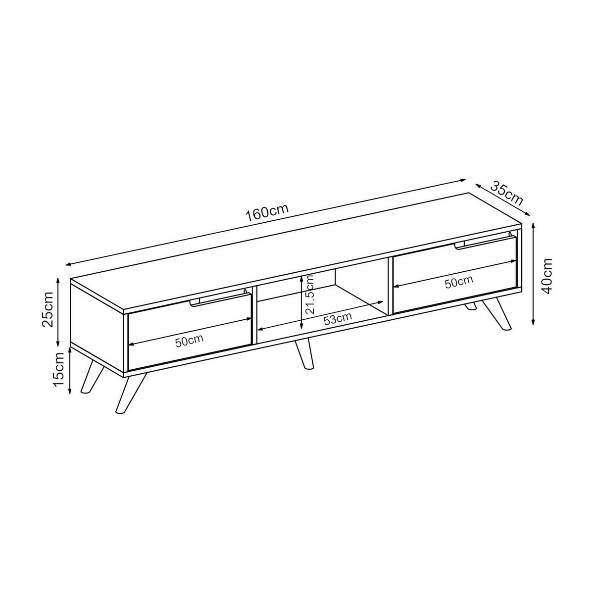 FERNSEHSCHRANK Kullila - Eichefarben/Grün, Holzwerkstoff (35/40/160cm) - [en.casa]