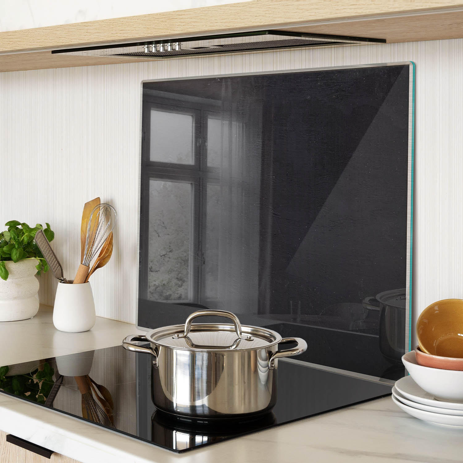 GLASPLATTE 60x52 cm Schwarzes Brett - Schwarz, Glas (60/0.4/52cm) - TULUP