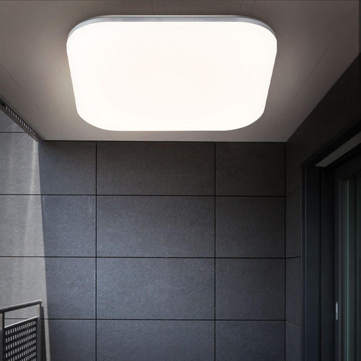 LED AUSSENDECKENLEUCHTE Dori Weiß Opal - Weiß, Kunststoff (33/33/5.6cm) - Globo Lighting