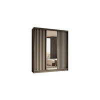 KLEIDERSCHRANK mit Spiegel-Schiebetüren und Aluminium-Leisten - LAMELO - 180 cm Grau+Grau+Weiß - Weiß/Grau, Holzwerkstoff (180/216/61cm) - ALTDECOR