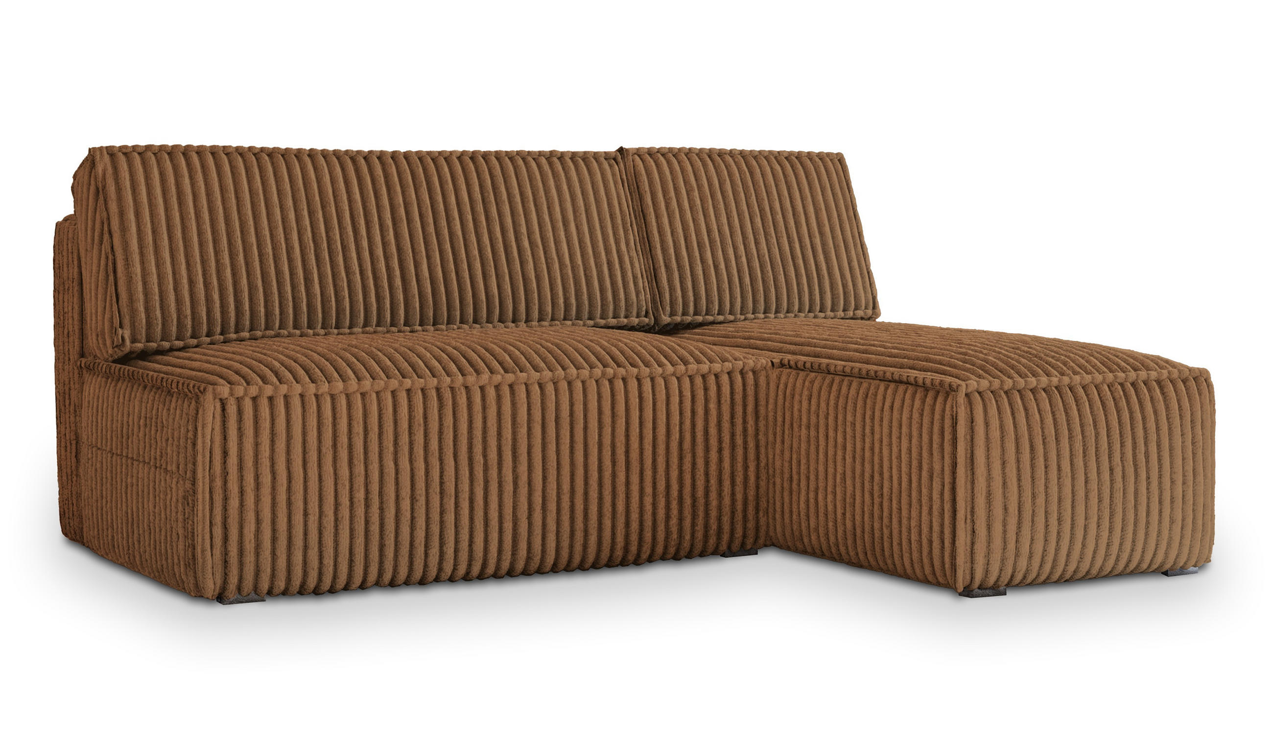 ECKSOFA BRISO T Kupferfarben Kordstoff mit Schlaffunktion - Kupferfarben, Holz (200/140cm) - MASSENO