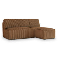 ECKSOFA BRISO T Kupferfarben Kordstoff mit Schlaffunktion - Kupferfarben, Holz (200/140cm) - MASSENO
