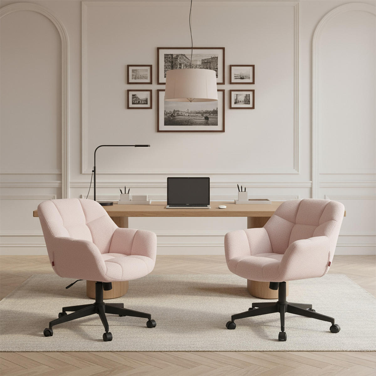 BÜROSTUHL Mika-Nuri - Schwarz/Rosa, Textil/Metall (65/78/66cm) - DUBI Möbel