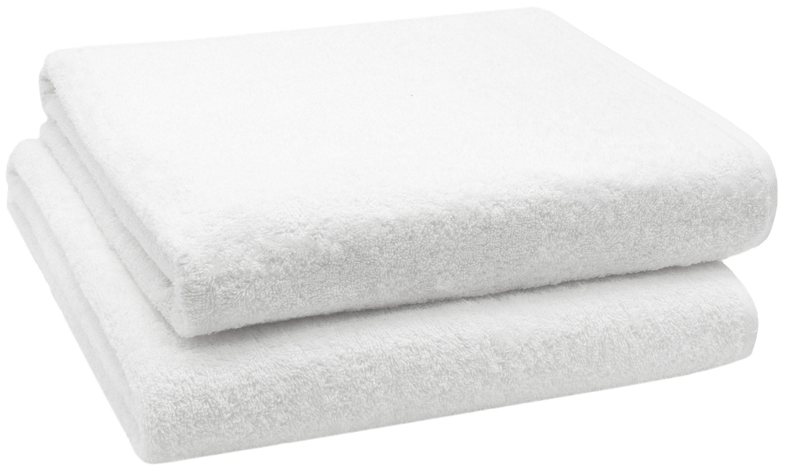 BADETUCH, 2er-Set, 100x150 cm, 100% Baumwolle, Weiß - Weiß, Textil (100/150cm) - Zollner