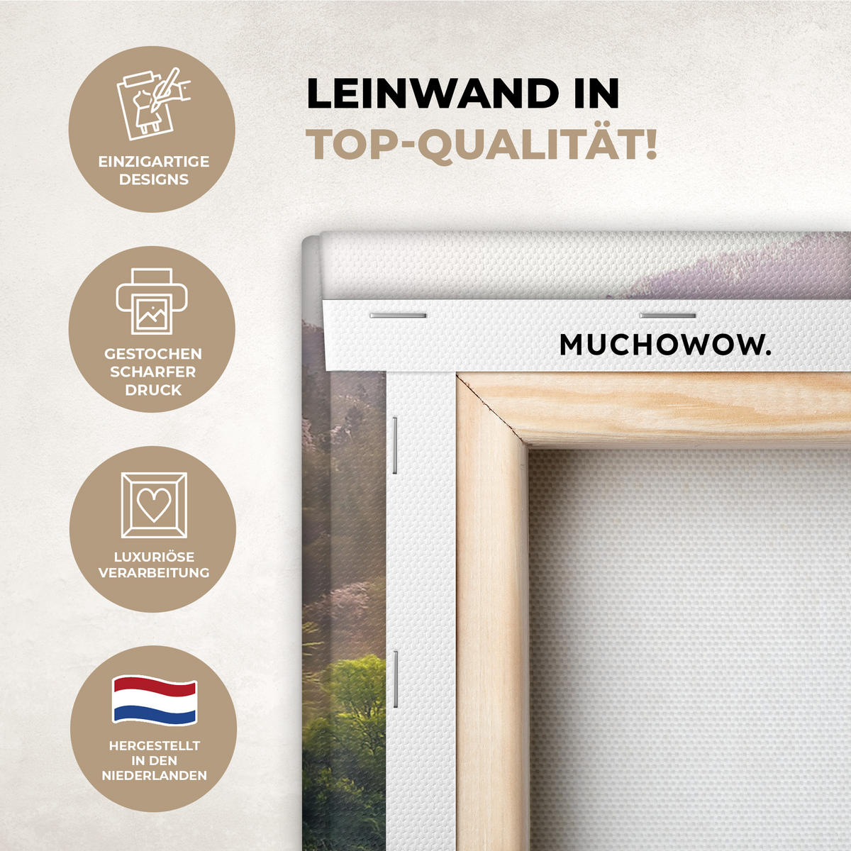 LEINWANDBILD Natur - Bäume - Berge - See - Wasser Deko Wohnzimmer 20x20 cm - Hellgrün, Textil (20/20cm) - MuchoWow