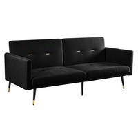SCHLAFSOFA 150/89/70 cm in Schwarz Samt - Schwarz, Textil (164/70/89cm) - Oxeza