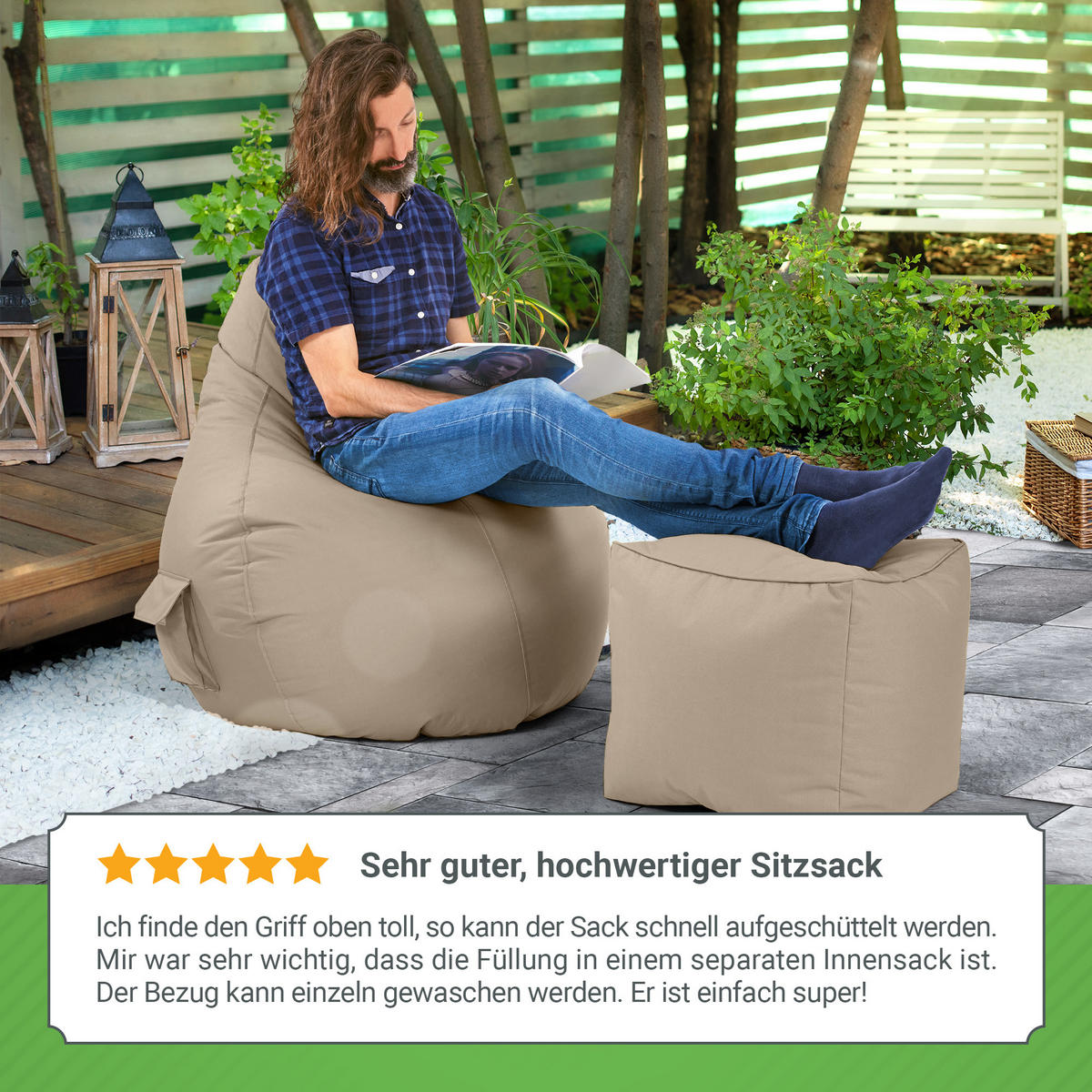 SITZSACK Lounge Chair "Cozy" 80x70x90cm - Taupe, Textil (70/90/80cm) - Green Bean