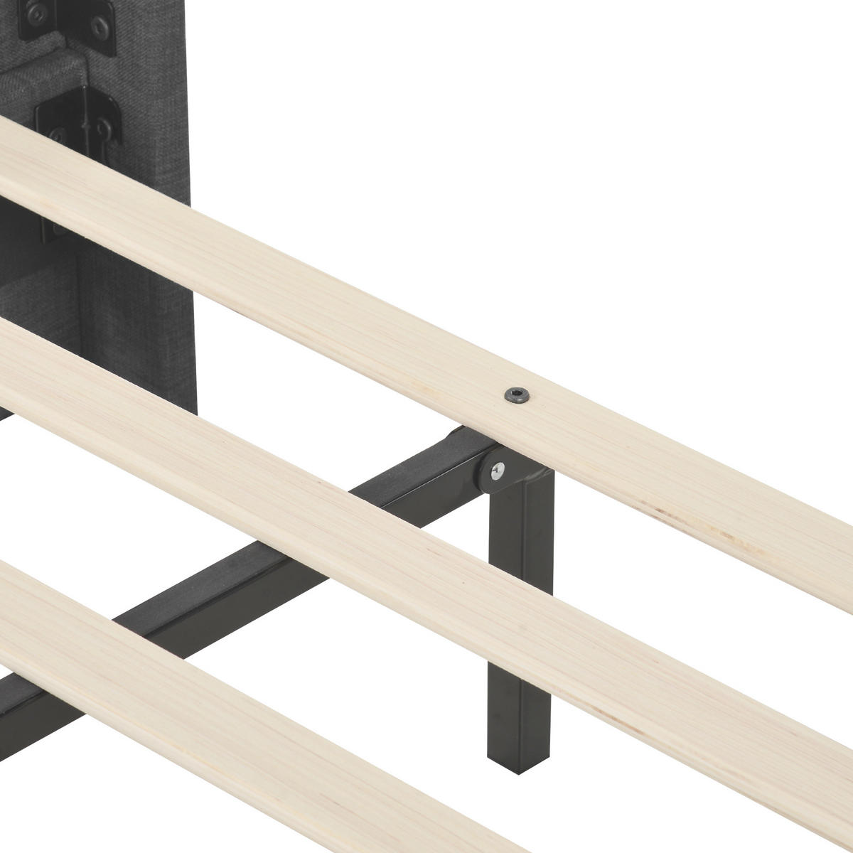 POLSTERBETT 140/200 cm grau mit gepolstertem Kopfteil und Lattenrost - Grau, Textil (140/200cm) - OKWISH