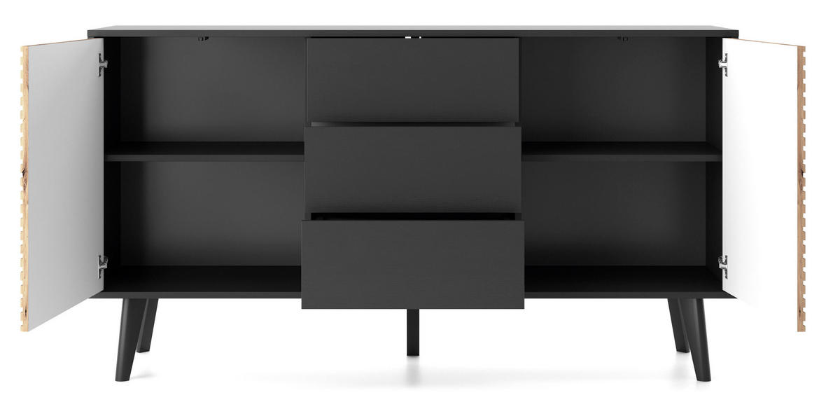 SIDEBOARD SCHWARZ - Schwarz, Holzwerkstoff (154/83/39cm) - FURNLUX