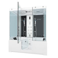 BADEWANNE mit Tür Dusche K88-SW-EH-B-SC-EA - Schwarz, Glas/Kunststoff (100/228/180cm) - AcquaVapore by Sandra Jentho