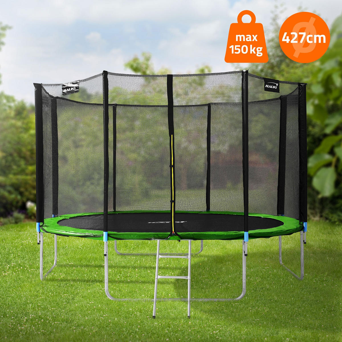 TRAMPOLIN 427 cm grün - Grün, Metall (427/260/427cm) - Hauki