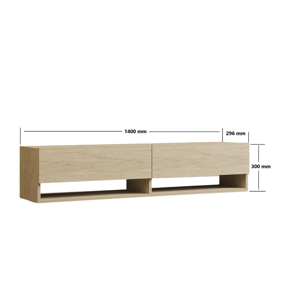 TV-MÖBEL mit 2 klapptüren travertin-dekor arges 141/30/31 cm - Beige, Holzwerkstoff (35/31/30cm) - Calicosy