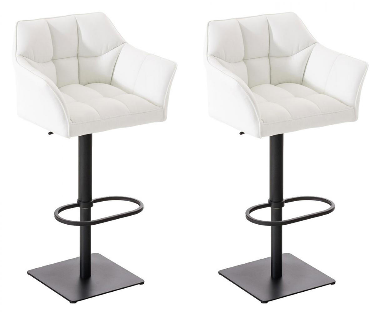 BARHOCKER 2er Set Lederlook Weiß - Schwarz/Weiß, Textil/Metall (64/88/45cm) - CLP