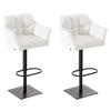 BARHOCKER 2er Set Lederlook Weiß - Schwarz/Weiß, Textil/Metall (64/88/45cm) - CLP