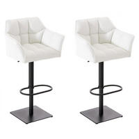 BARHOCKER 2er Set Lederlook Weiß - Schwarz/Weiß, Textil/Metall (64/88/45cm) - CLP
