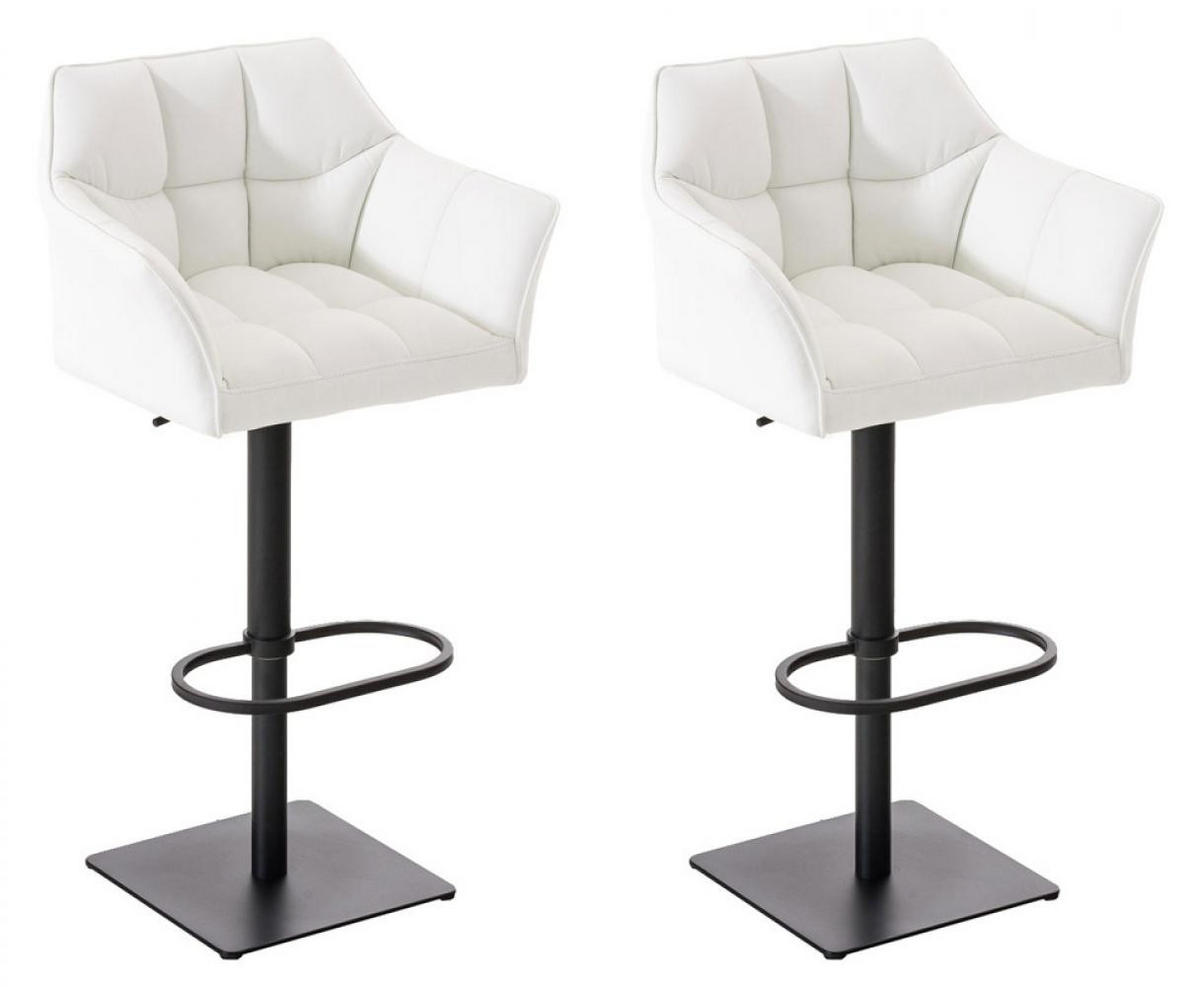 BARHOCKER 2er Set Lederlook Weiß - Schwarz/Weiß, Textil/Metall (64/88/45cm) - CLP