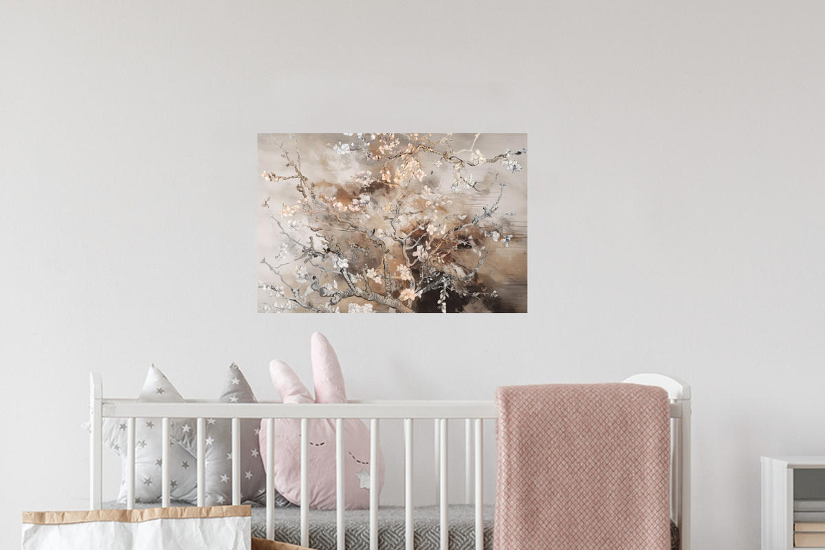 WANDTATTOO Mandelblüte - Kunst - Van Gogh - Beige - Abstrakt 60x40 cm - Braun, Kunststoff (60/40cm) - MuchoWow