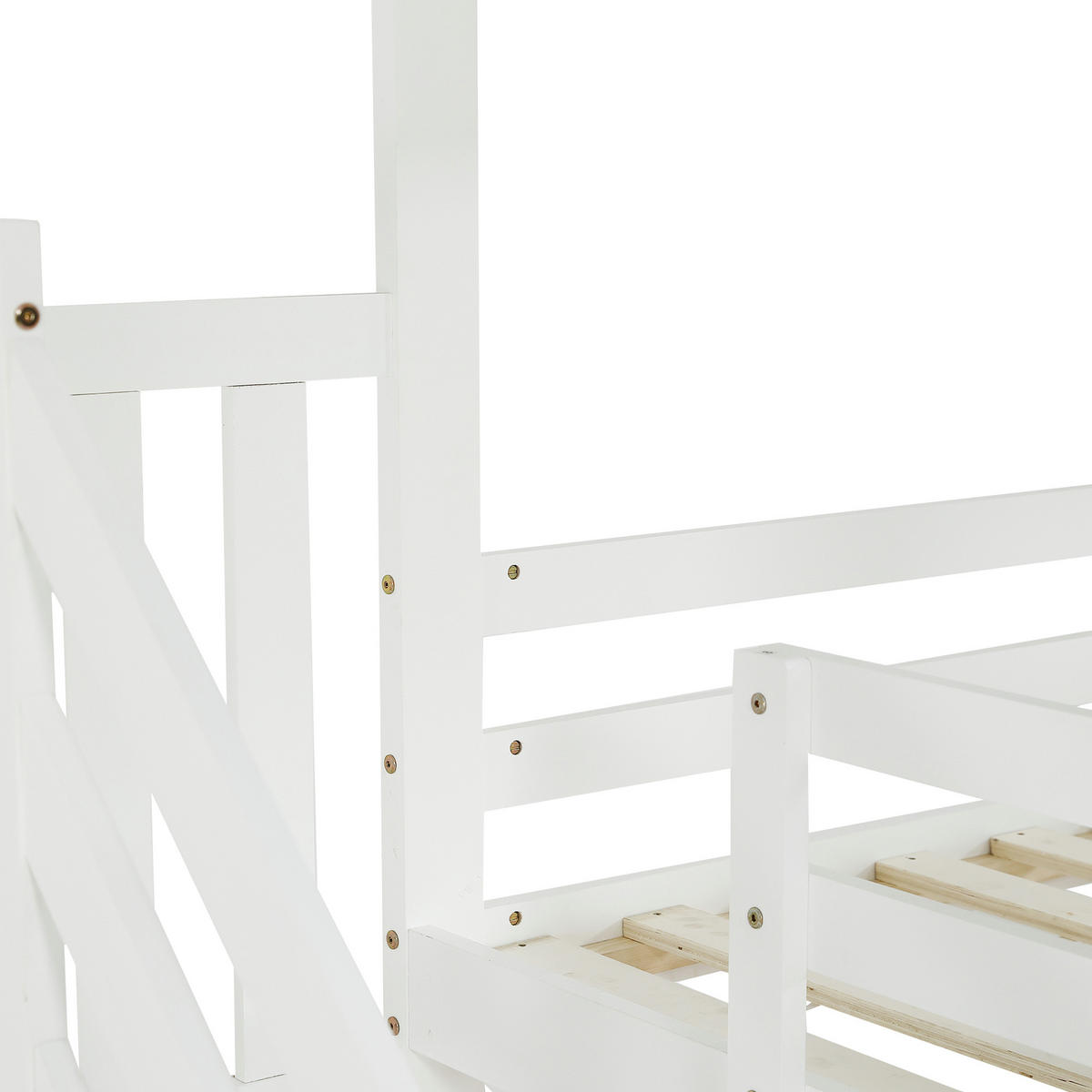 HAUSBETT 90/200 cm Weiß, Grau - Weiß, Holz/Holzwerkstoff - Raumix