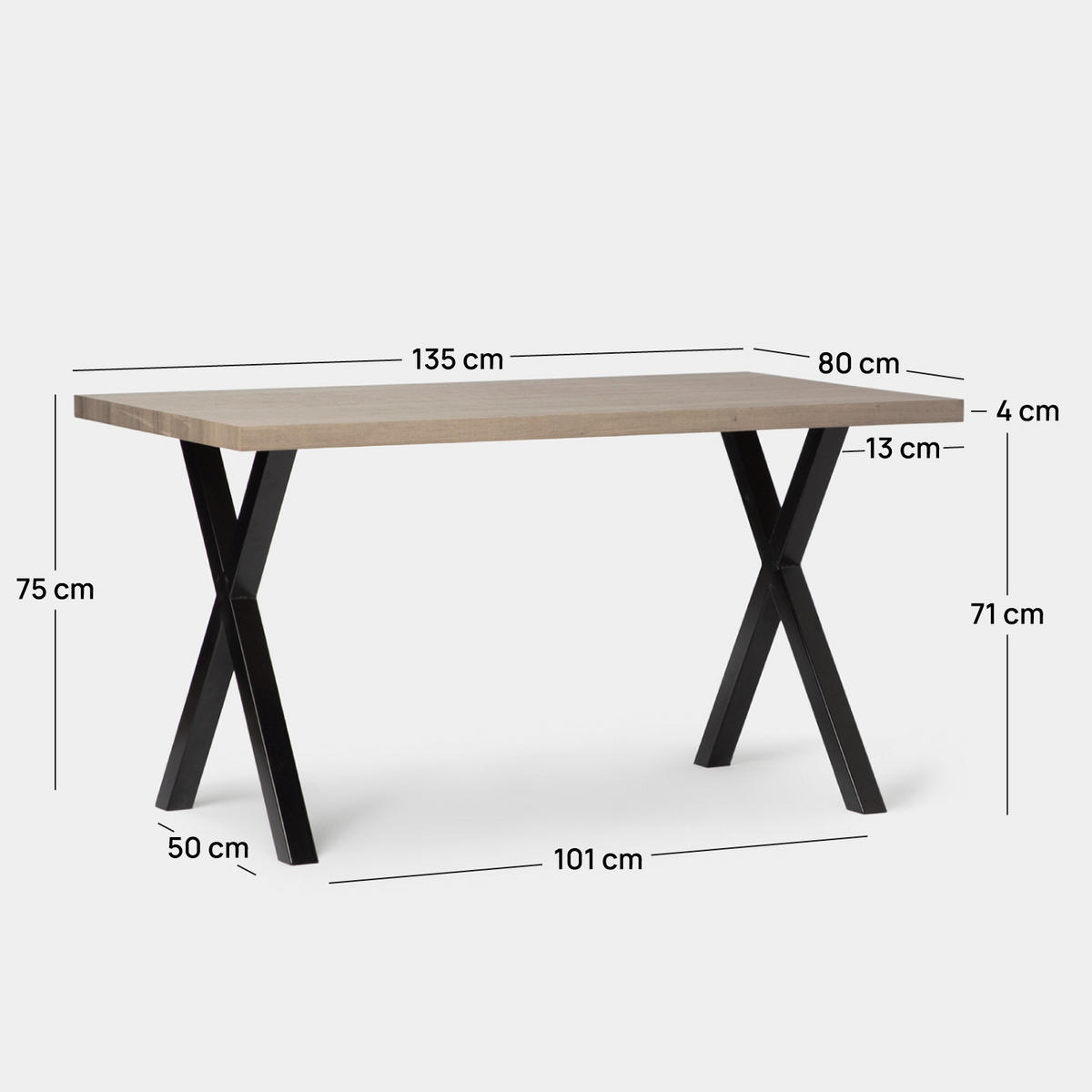 ESSTISCH Parks Schwarz 135 cm x 75 cm - Schwarz, Holzwerkstoff (80/135/75cm) - Klast Home