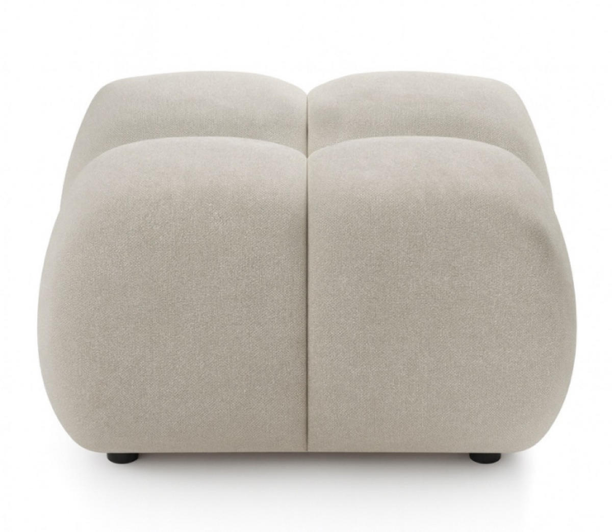 POUF Beige Mila Mit Steppungen Auf Schwarzen Niedrigen Beinen - Beige, Textil (72/43.5/72cm) - Sepro Meble