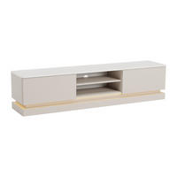 TV-MÖBEL - 2 Schubladen & 2 Ablagefächer - Mit LED-Beleuchtung - MDF - Beige & Marmor-Optik Weiß - DEVIKA - Beige, Holz (190/44/40cm) - Pascal Morabito