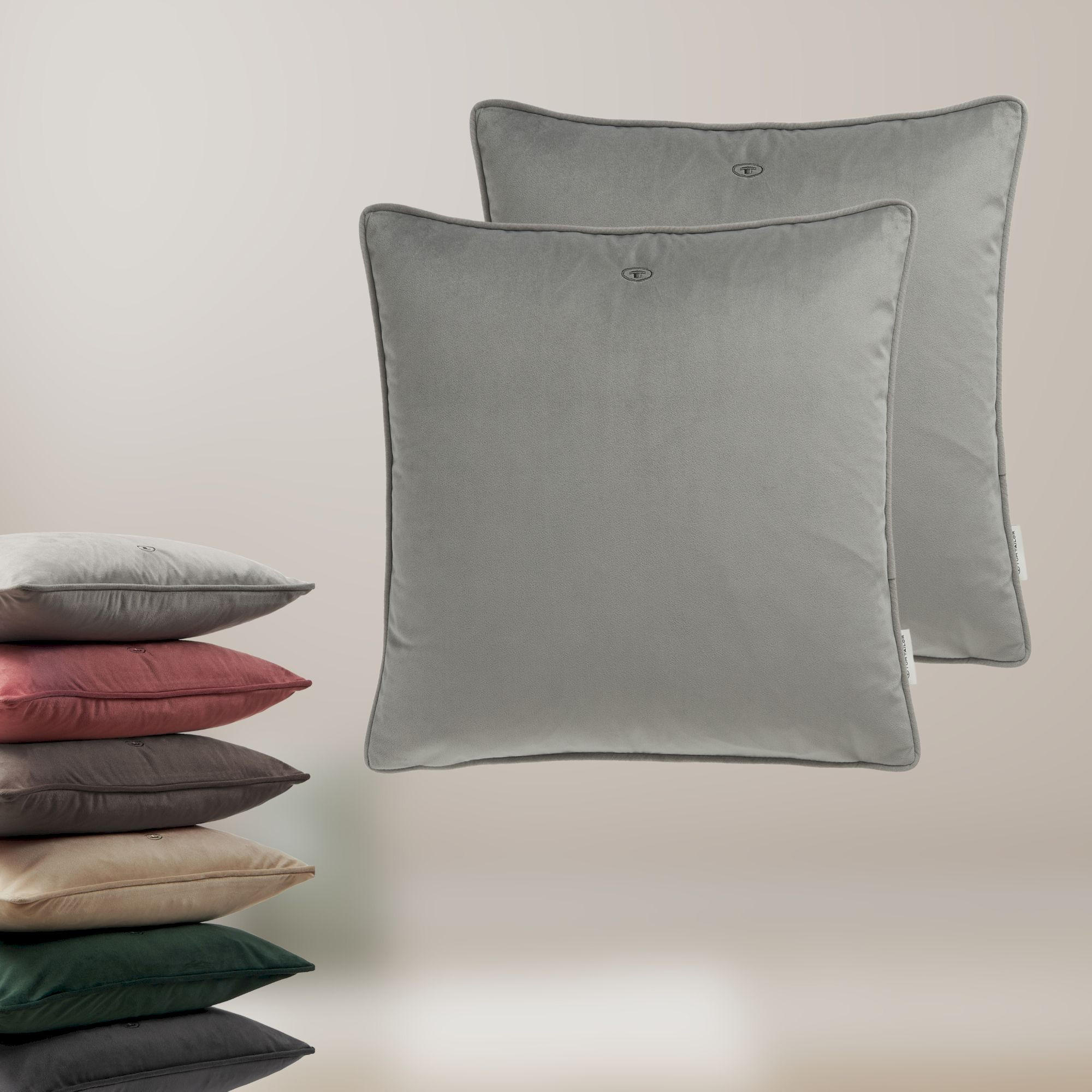 ZIERKISSENHÜLLE VELVET SIGNATURE - Grau, Textil (45/45cm) - Tom Tailor