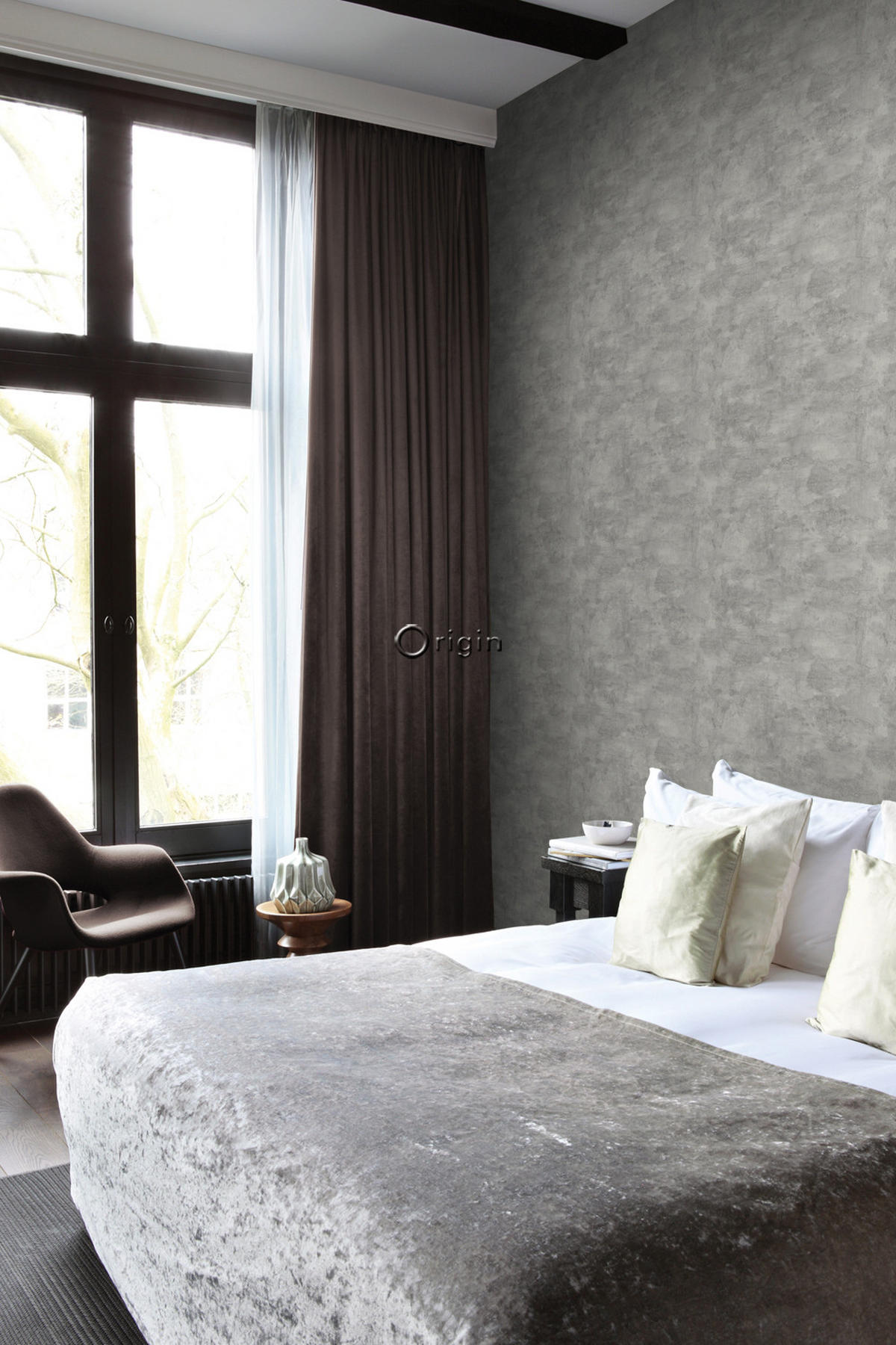 TAPETE Betonoptik 53 cm x 10.05 m - Grau, Papier (53/1000cm) - Origin Wallcoverings