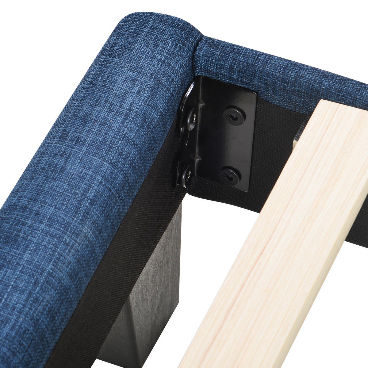 POLSTERBETT 90/200 cm DE-00170, in Blau, Kopfteil und Federkernmatratze - Blau, Metall (90/200cm) - ComfortXL