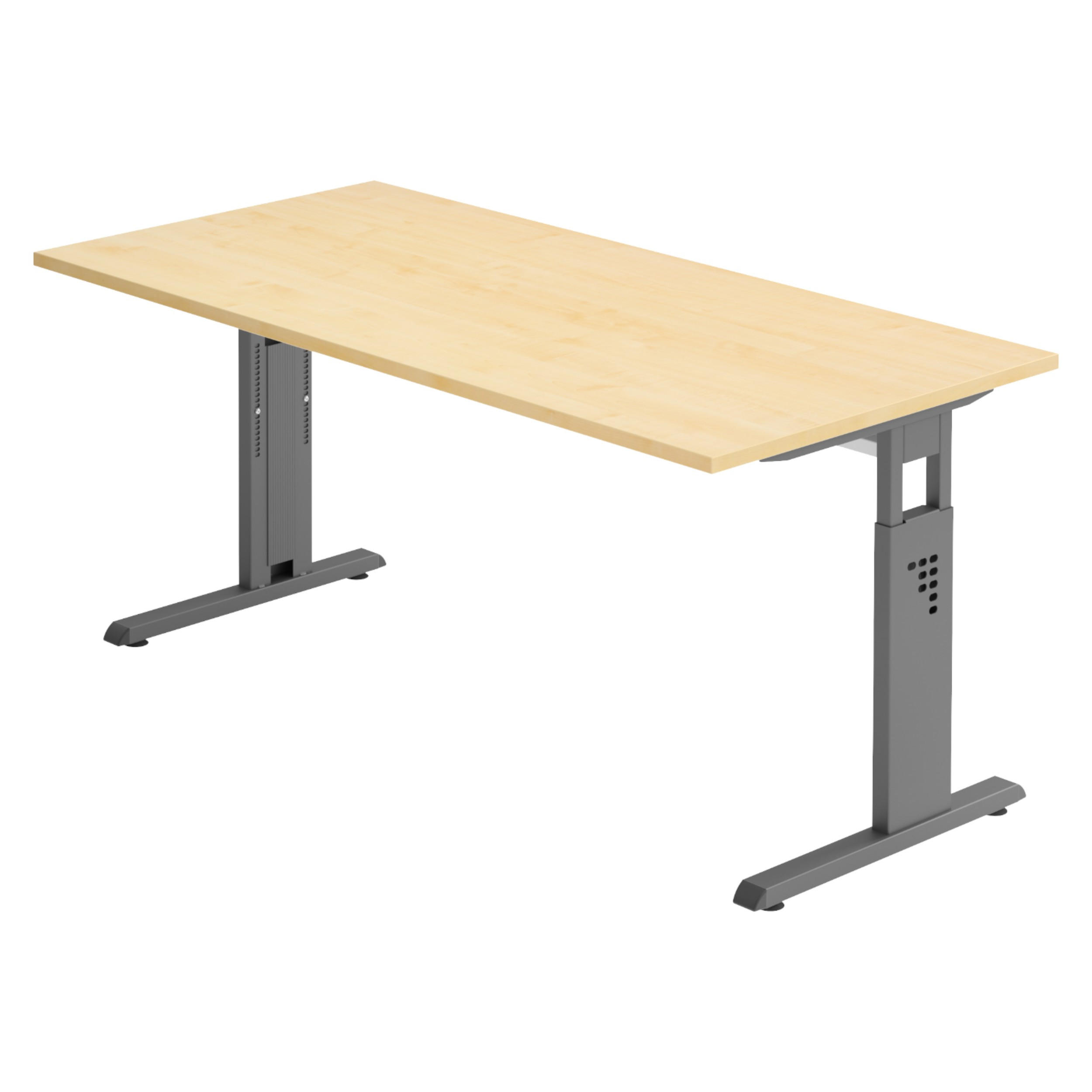 SCHREIBTISCH Serie-O 80/180/74 cm in Ahornfarben/Graphitfarben - Ahornfarben/Graphitfarben, Holzwerkstoff (80/180/74cm) - bümö