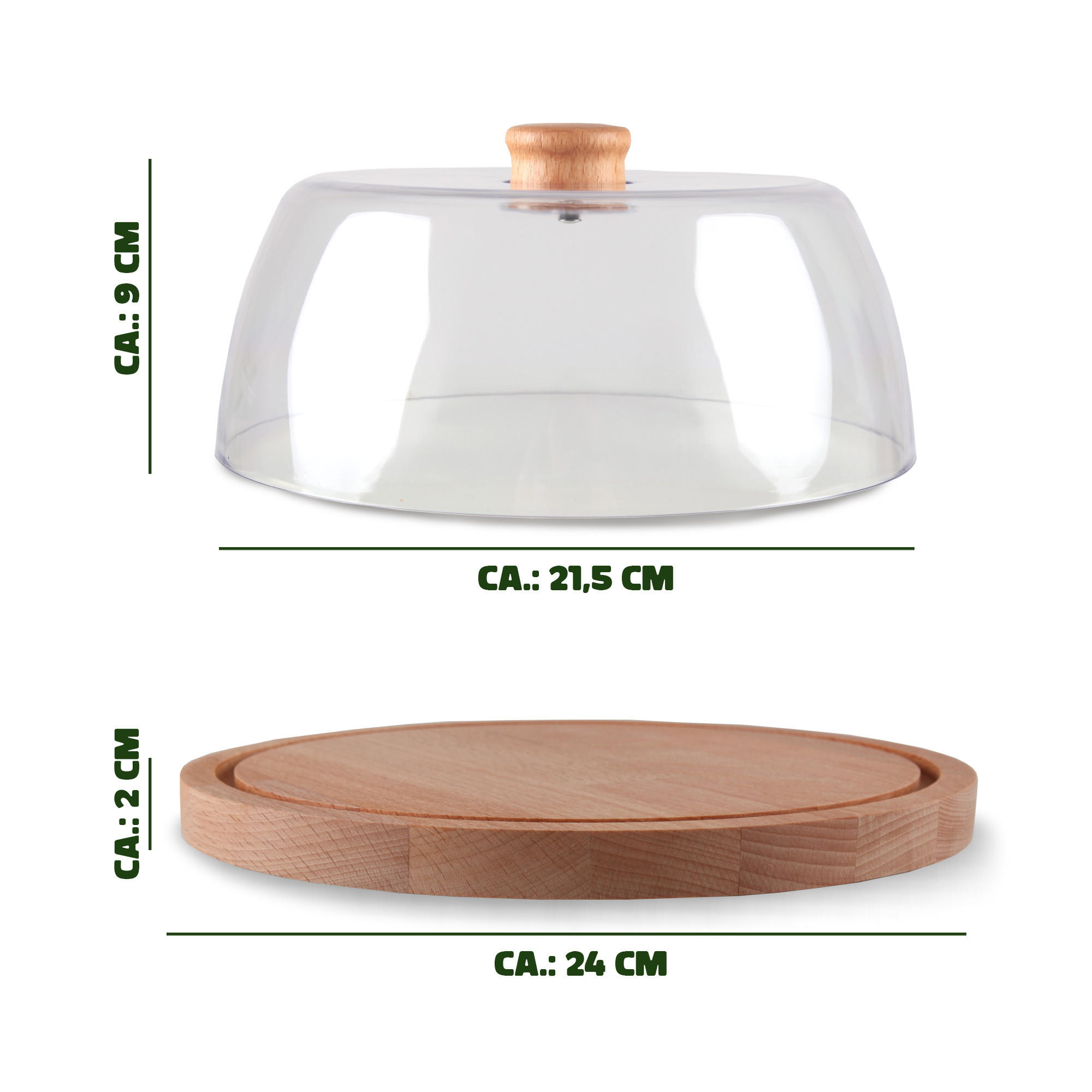 KÄSEPLATTE Servier-und Kuchenplatte ⌀ 24cm - Transparent, Kunststoff (24/12/24cm) - Bestlivings