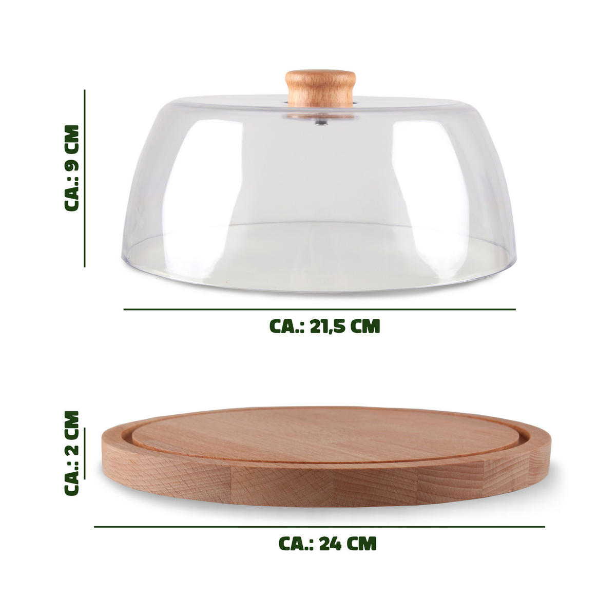 KÄSEPLATTE Servier-und Kuchenplatte ⌀ 24cm - Transparent, Kunststoff (24/12/24cm) - Bestlivings