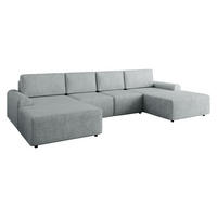 WOHNLANDSCHAFT Bella XL - Hellgrau/Schwarz, Holz/Kunststoff (338/85/168cm) - MIRJAN24