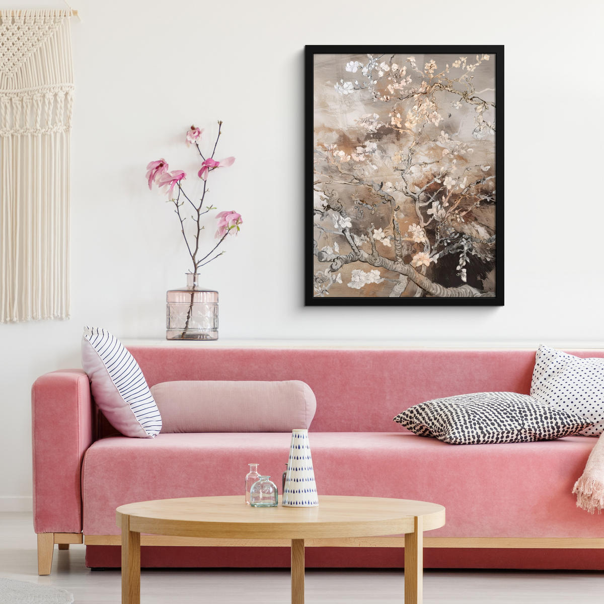 GERAHMTES BILD Mandelblüte - Kunst - Van Gogh - Beige - Abstrakt 60x80 cm - Braun, Papier (60/80cm) - MuchoWow