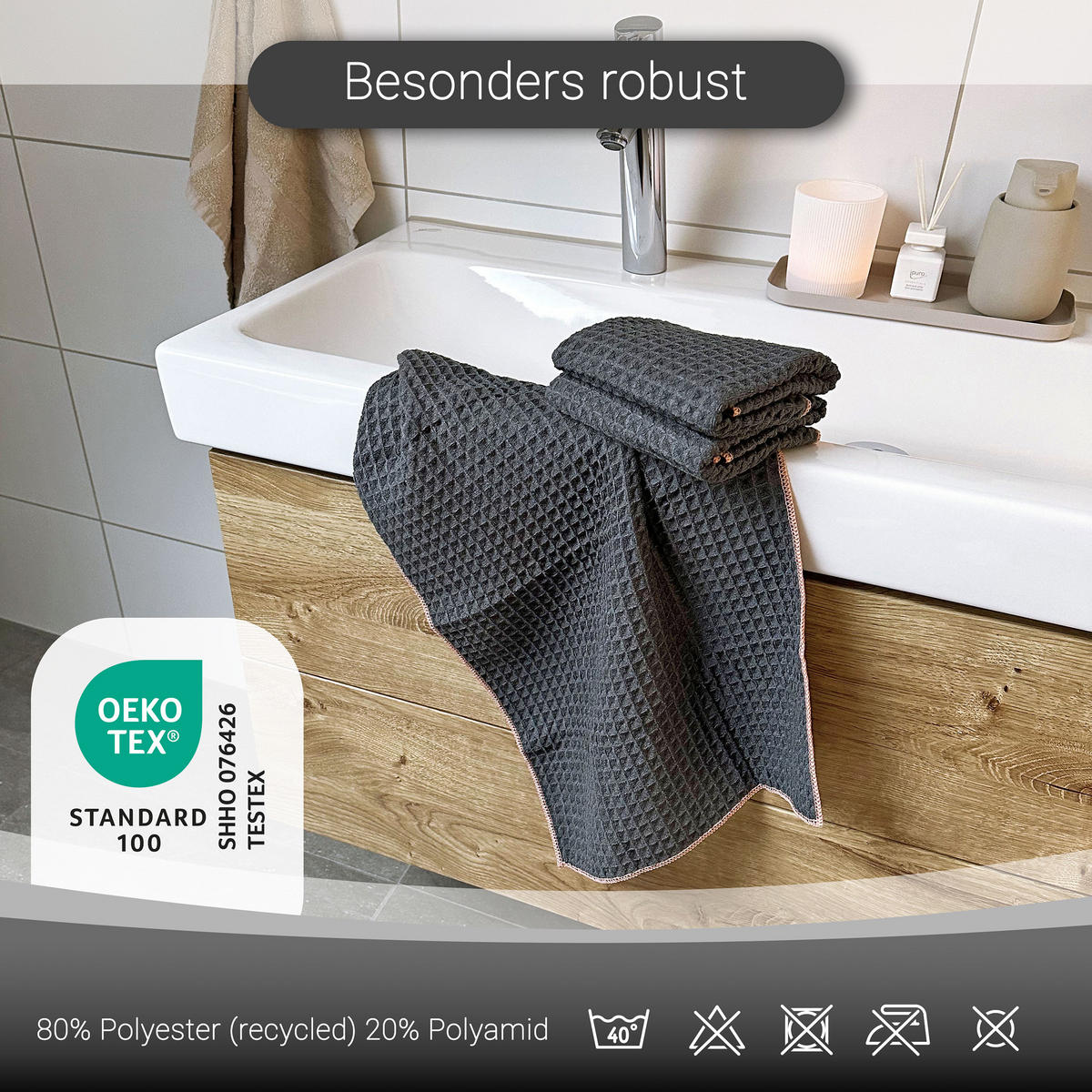 REINIGUNGSTÜCHER, 3er-Set, 80% Polyester, 20% Polyamid - Anthrazit, Textil (40/60cm) - Zollner