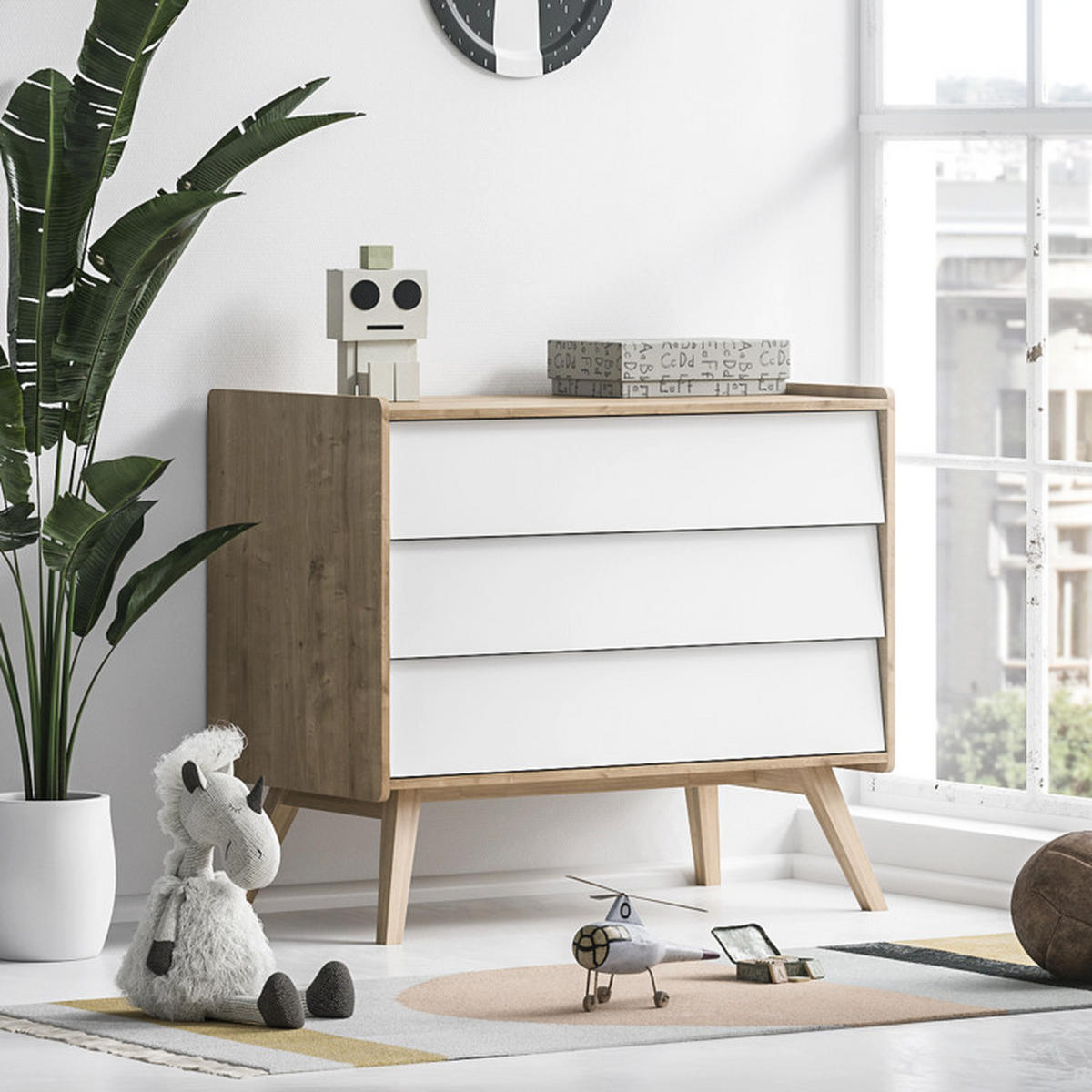 DJEČJA KOMODA drvo i bijela - bijela, drvni materijal (100/90/59cm) - Petits-meubles