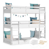 ETAGENBETT Kinderbett 90/200 cm weiß mit Matratzen - Weiß, Holz - Homestyle4u