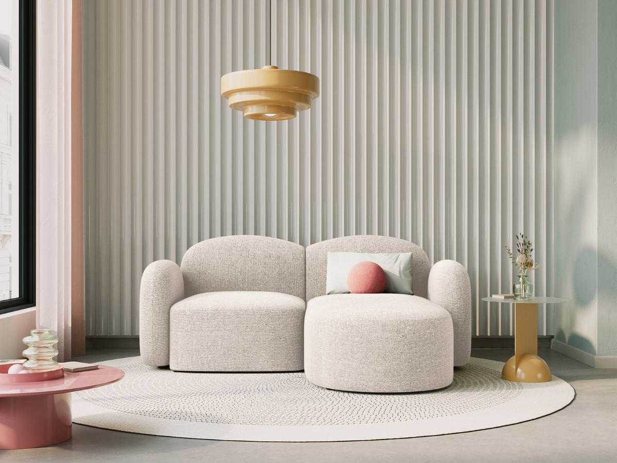ECKSOFA rechts Blair aus Chenille-Stoff beige clair melange 3 Sitzplätze - Beige, Textil (155/194cm) - Micadoni