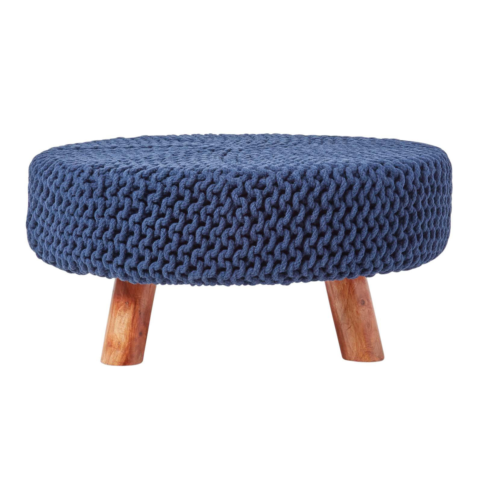 STRICK-HOCKER dunkelblau, rund 62/62/30 cm - Dunkelblau, Textil (62/30/62cm) - Homescapes