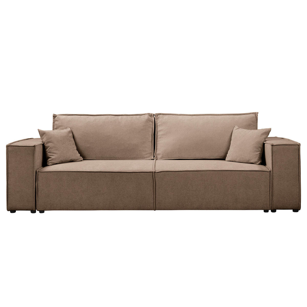 SCHLAFSOFA - Bouclé - Hellbraun/Schwarz, Kunststoff/Textil (255/70/105cm) - home24