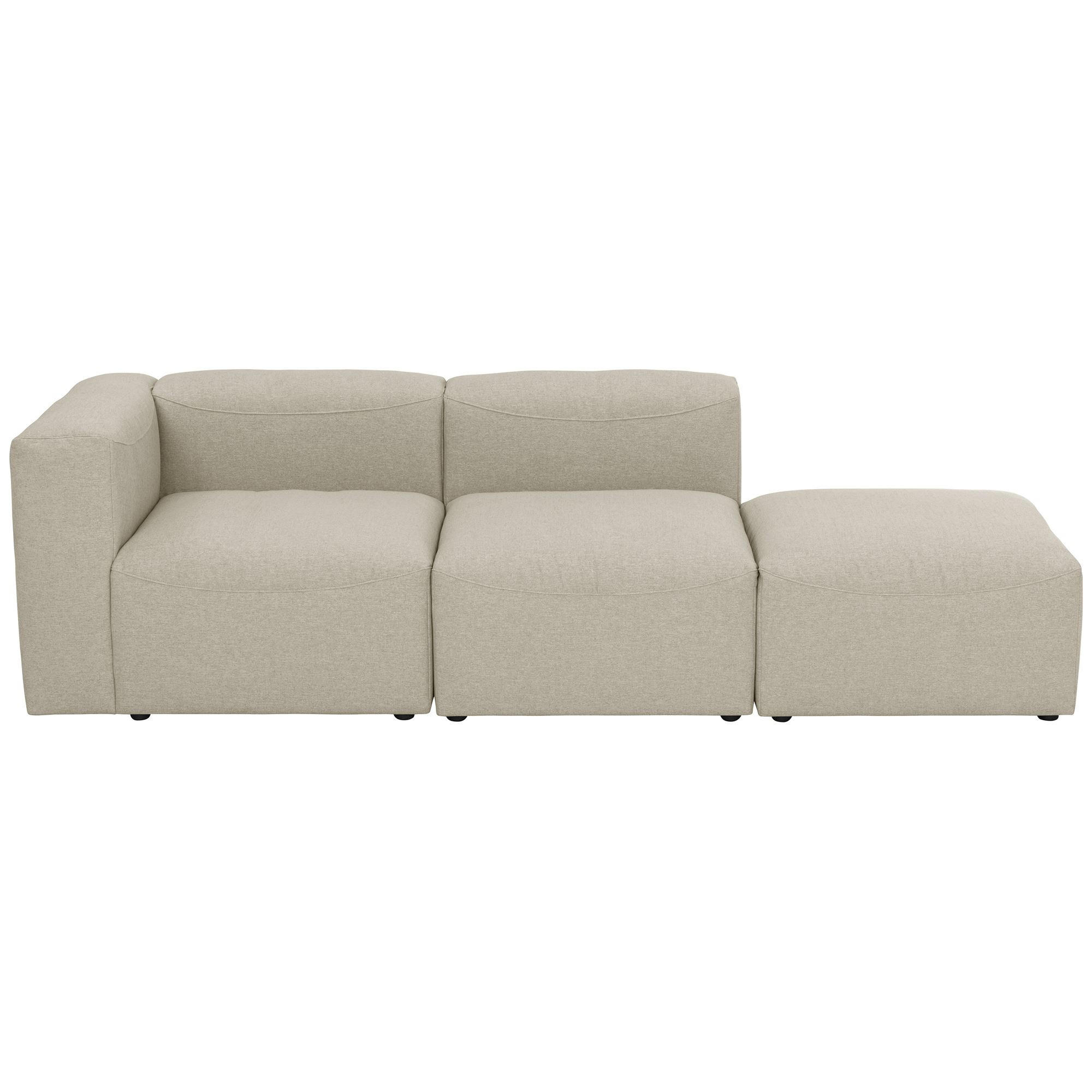 SOFA 2-Sitzer mit Hocker rechts Kattrina Flachgewebe creme - Creme, Kunststoff (100/73/250cm) - 58aufmkessel