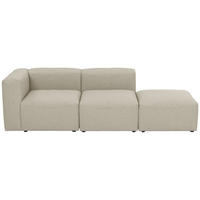 SOFA 2-Sitzer mit Hocker rechts Kattrina Flachgewebe creme - Creme, Kunststoff (100/73/250cm) - 58aufmkessel
