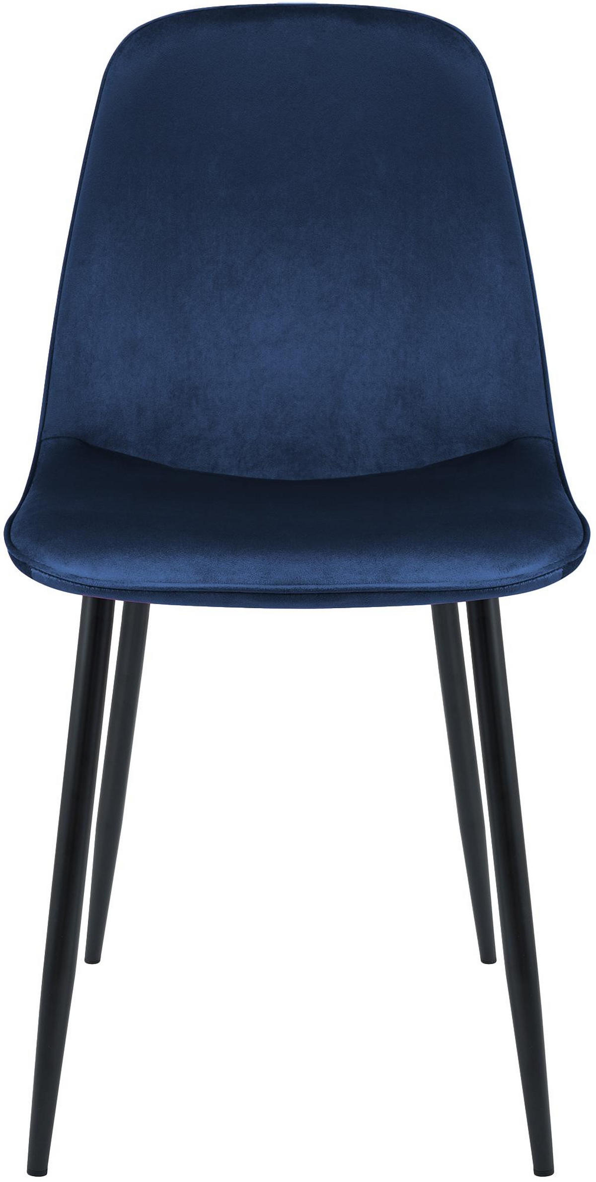 ESSZIMMERSTUHL 4er Set Samt Dunkelblau - Schwarz/Dunkelblau, Textil/Metall (45/88/54cm) - CLP