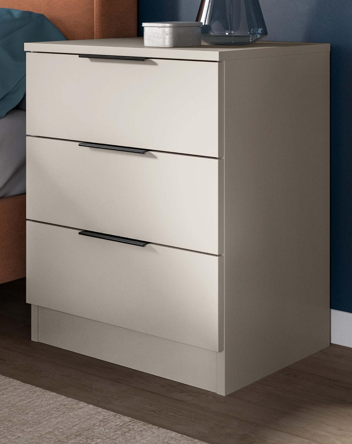 NACHTTISCH-SET kaschmir 45 x 60 cm, 2x Nachtkommode in Komforthöhe - Kaschmir/Schwarz, Holzwerkstoff/Kunststoff (45/60/40cm) - Inn.Furn