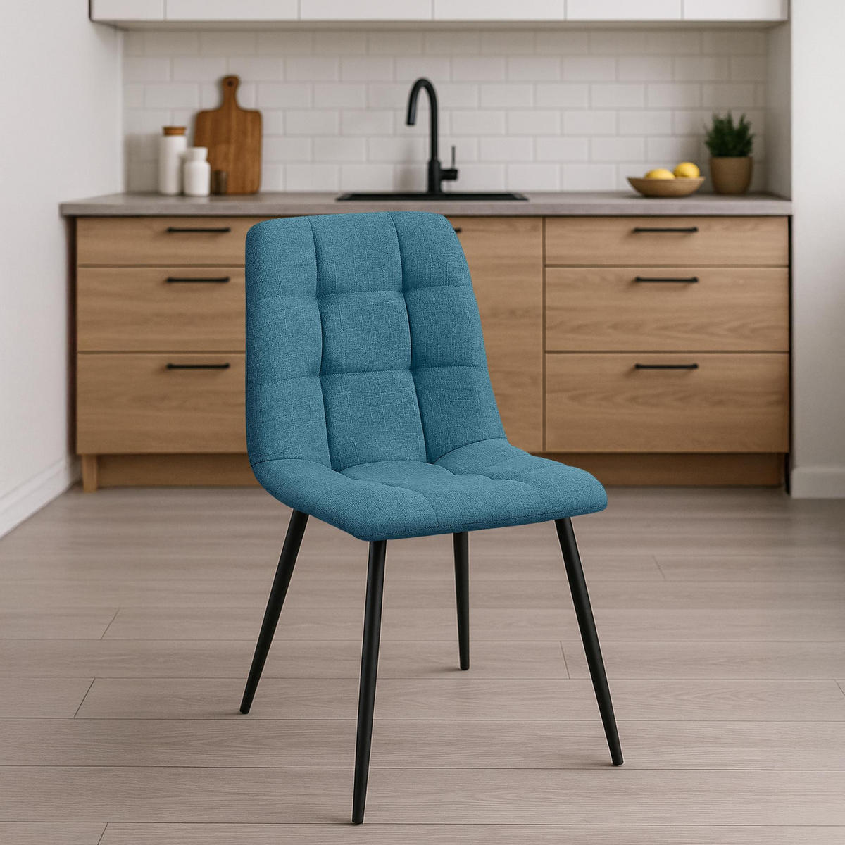 STUHL Stoff Blau - Blau, Textil/Metall (45/84/55cm) - CLP