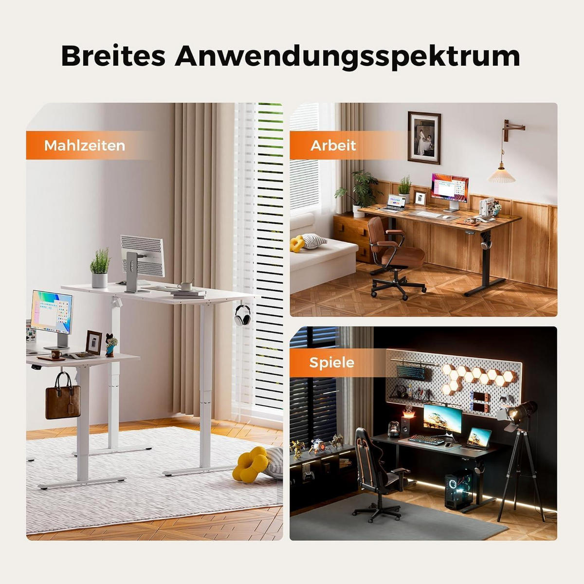 SCHREIBTISCH Höhenverstellbar Elektrisch 180 x 80 cm Hellbraun - Braun, Holzwerkstoff (180/80/75cm)